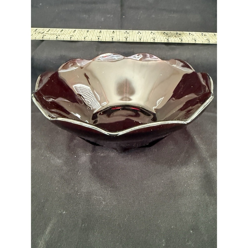Ruby Red Glass Bowl Round Glossy 8 in Decorative